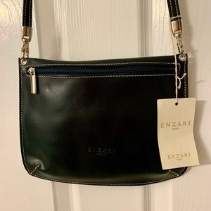 Enzari Paris Navy Cowhide Leather Crossbody Purse NWT